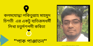 কলমযোদ্ধা লকিতুল্লাহ মাহমুদ চিশতী  এর একটু ব্যতিক্রমধর্মী লিখা চতুর্দশপদী কবিতা  “পাক পাঞ্জাতন ”