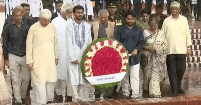 স্মৃতিসৌধে শহীদদের প্রতি প্রধান উপদেষ্টার শ্রদ্ধা